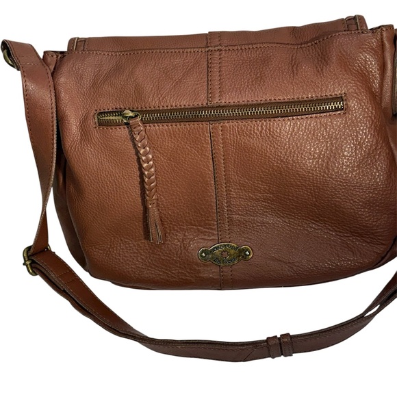 Lucky Brand Boho Bag Modesto Stash Flap Saddle Brown Leather EUC - Picture 6 of 14